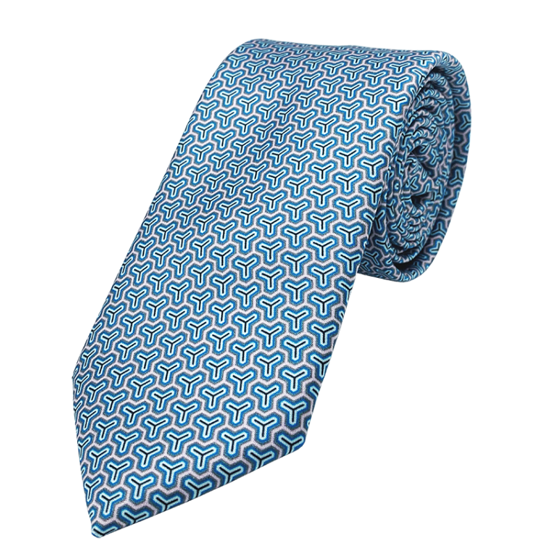 Tie blue geometric pattern