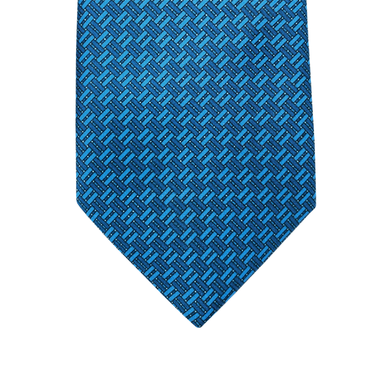 Cravate motif géométrique brick bleu