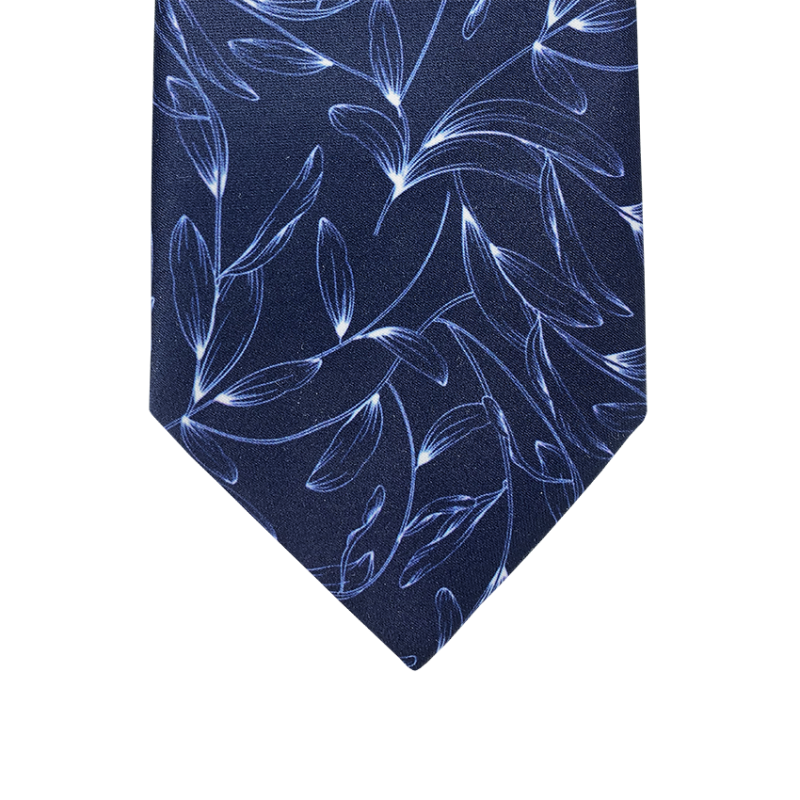 Cravate motif fleurie gris foncé