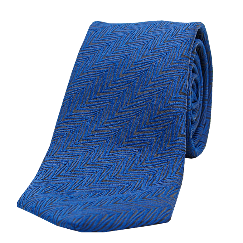 Tie geometric pattern Blue jacquard