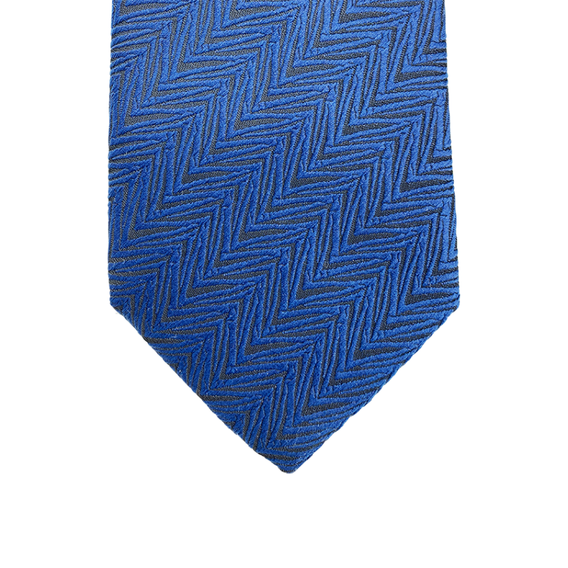 Cravate motif géométrique Jacquard bleu