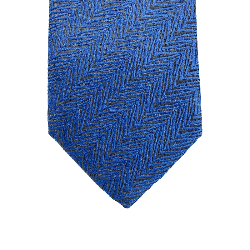 Tie geometric pattern Blue jacquard