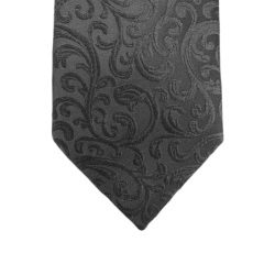 Cravate motif feuillage gris foncé