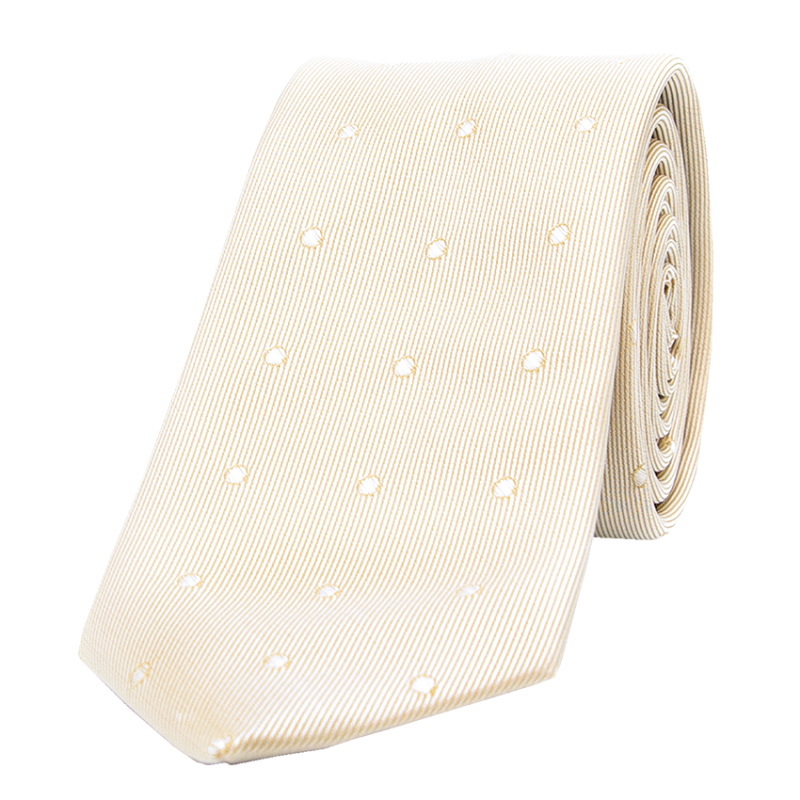 Cravate beige motif Pois