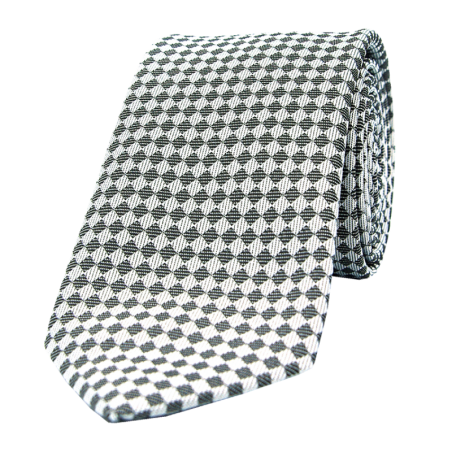 Cravate motif géométrique noir et blanc