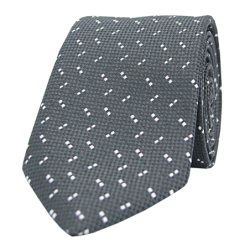 Cravate motif géométrique carré  gris-blanc