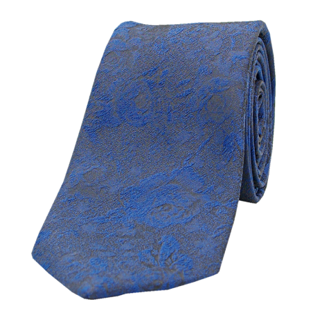 Cravate motif cachemire de couleur bleue