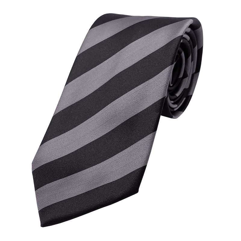 Dark grey and black striped tie