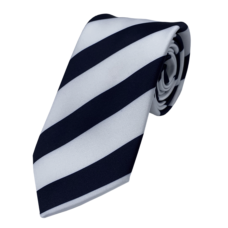 Cravate Blanche À Rayures Bleu Foncé