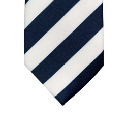 Cravate À Rayures Blanc Et Bleu Foncé