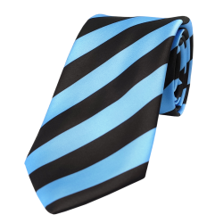Black and light blue striped tie