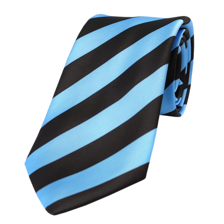 Cravate À Rayures Noir Et Bleu Clair