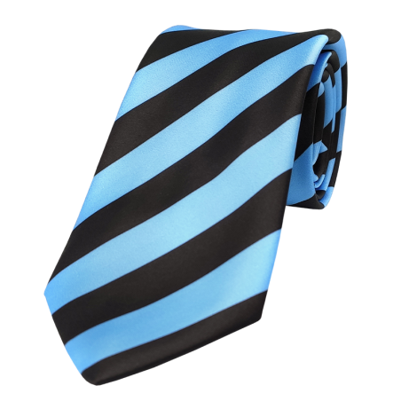 Black and light blue striped tie