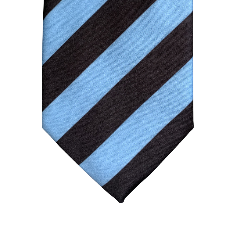 Black and light blue striped tie