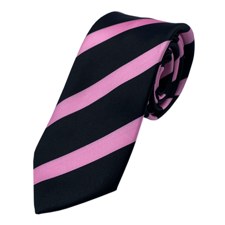 Black tie with pink stripes