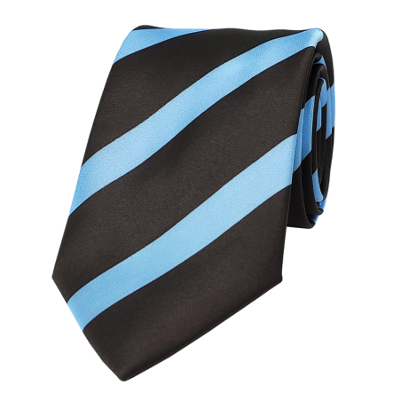 Black tie with light blue stripes