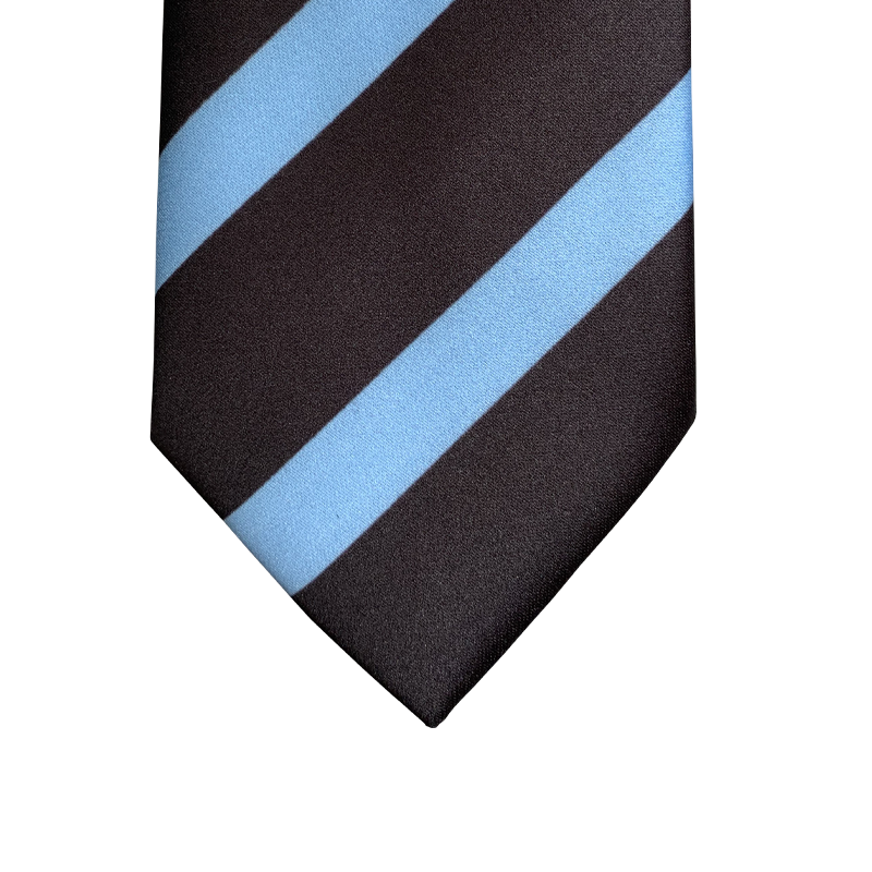 Black tie with light blue stripes