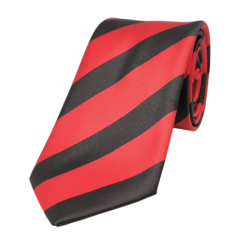 Red and black striped tie
