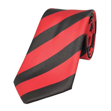 Red and black striped tie