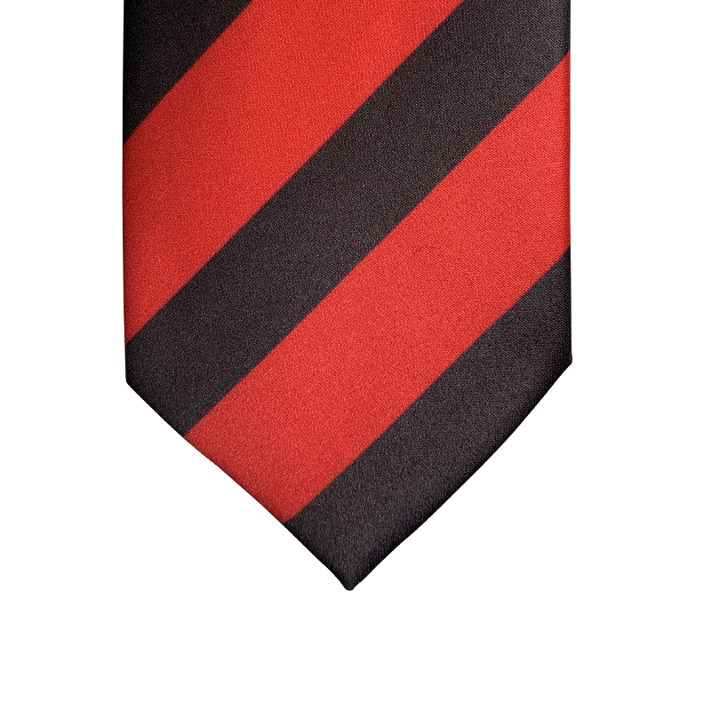 Red and black striped tie