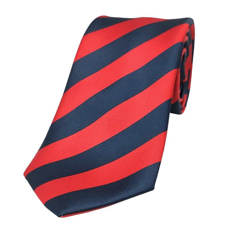 Red and dark blue striped tie