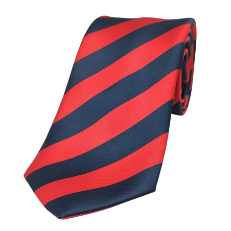 Red and dark blue striped tie