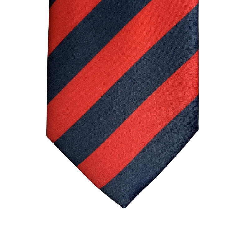 Red and dark blue striped tie