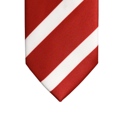 Red tie with white stripes