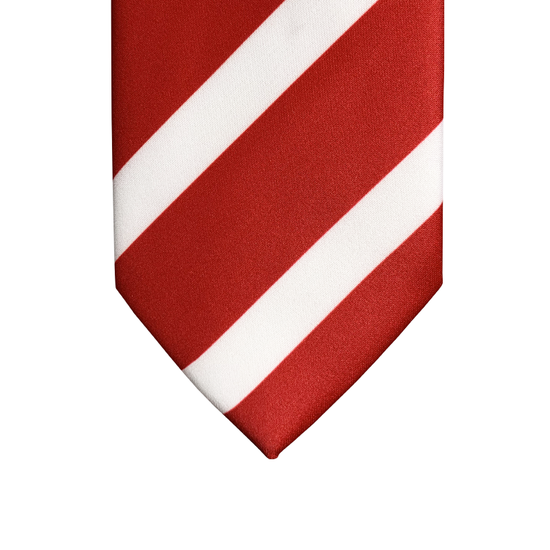 Red tie with white stripes