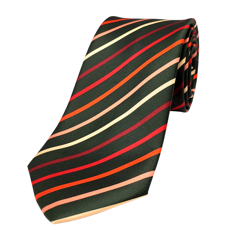 Black tie with gradient red stripes