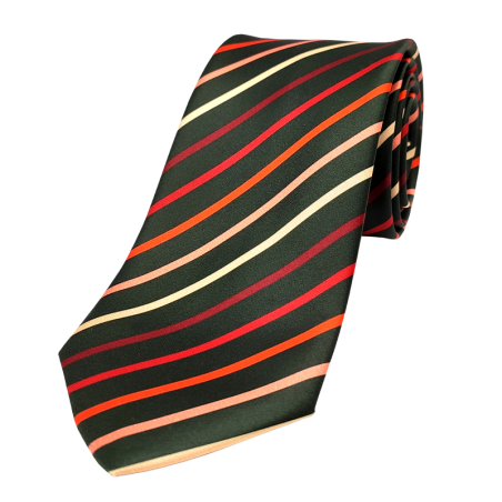 Black tie with gradient red stripes