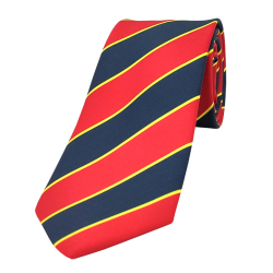 Red tie with black and yellow stripes